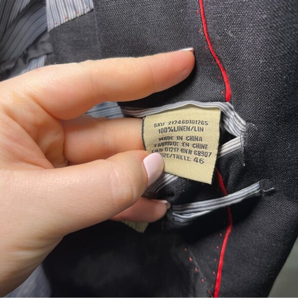 Le Chateau Men's Black 100% linen corporate office double vent blazer in size 46 - Picture 6 of 10
